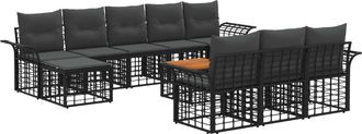 vidaXL Conjunto De Sof&aacute;s De Exterior 11 Uds. Negro Y Gris Oscuro Vidaxl