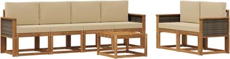 vidaXL Conjunto De Sof&aacute;s De Exterior 6 Uds. Natural Vidaxl