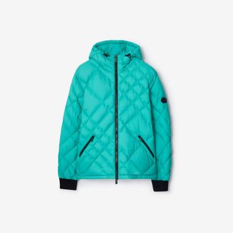 Burberry Check-stitch Nylon Doversgreen Puffer Jacket, Size: XXL