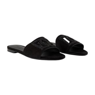 Dolce & Gabbana Leather Slide Sandals - Black