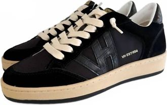 Vintage Havana Womens Next Crocodile Low Top Laced Sneakers In Black