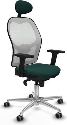 Piqueras y Crespo Jorquera Sincro Malla Blanca Similpiel Verde Botella Brazos 2d Base Aluminio Cabecero Fijo Ruedas 65mm Engomada