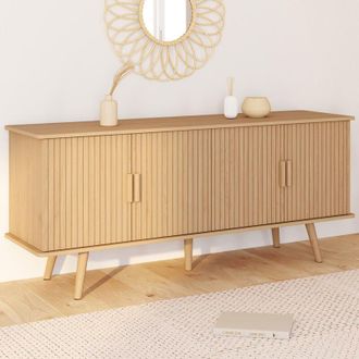 IDMarket Buffet 140 cm juliette 4 portes effet lattes
