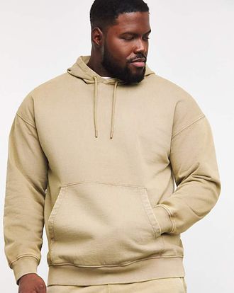 Jacamo Relaxed Garment Dyed Hoodie Sweat Long