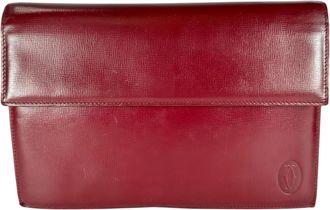 Cartier Bordeaux Leather Clutch Bag (Pre-Owned)