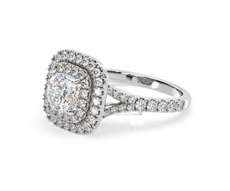 The Diamond Store Anastasia GIA Diamond Halo Engagement Ring 18K White Gold 1.85ct G/VS2