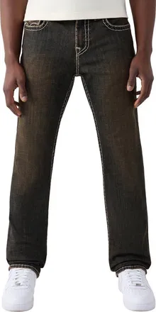 True Religion Ricky Super T Flap Straight Jeans in Sunset Stereo Dark Wash at Nordstrom, Size 34