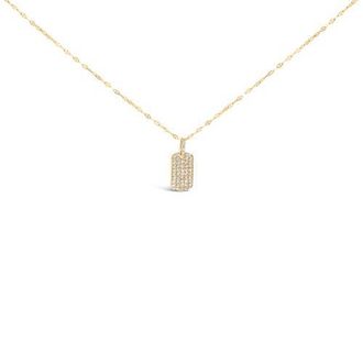 House of Brilliance 14K Yellow Gold 1/3 Cttw Diamond Dog Tag Pendant Necklaces at Nordstrom