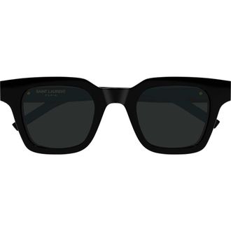 Saint Laurent 47mm Small Rectangular Sunglasses in Black at Nordstrom