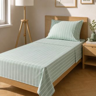 KASANOVA Completo letto singolo righe verde
