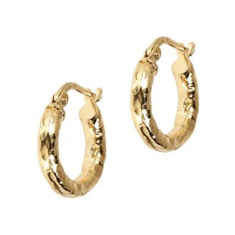 Autentica 1/2 Hammered Round Hoop Earrings