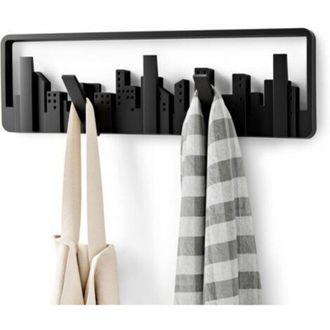 OEM Perchero De Pared Con 5 Ganchos De Pl&aacute;stico Moldeado, Color Negro