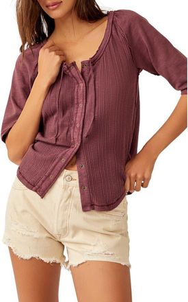 Free People Daisy Snap-Up Top in Mauve Wine at Nordstrom, Size X-Small