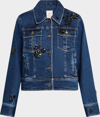 Cinq &agrave; Sept Riviera Crystal Denim Jacket