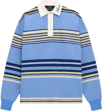 Amiri Gestreefd Oversized Longsleeve Polo - Heren - Polos - Blauw - L - Katoen - Tops