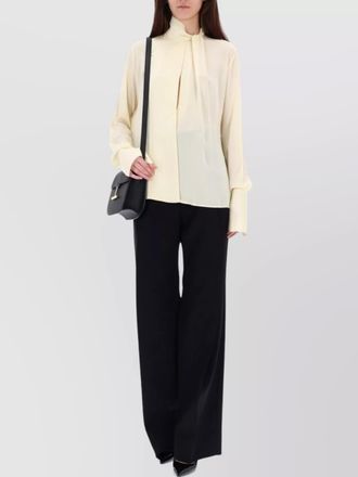 Tom Ford high neck pleated blouse with keyhole back