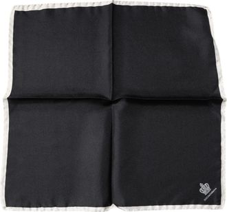 Dolce & Gabbana Mens Black Crown Logo Square Handkerchief Scarf Silk
