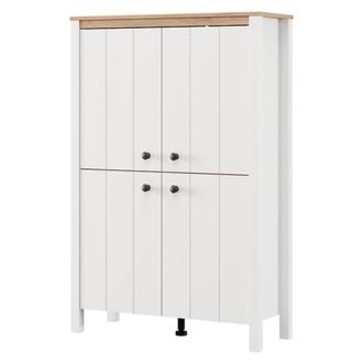 Dmora Vitrina Fonz, Mueble Expositor 3 Estantes, 4 Puertas, Con Patas, 86x34x131h Cm Blanco