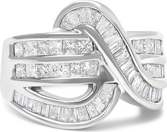 House of Brilliance 14K White Gold 2.0 Cttw Diamond Channel Set Bypass Ring