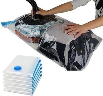 OEM 5 Bolsas De Almacenamiento Al Vac&iacute;o, Reutilizables, Aptas Para Ropa, Ropa De Cama, Colchones, Mantas Y Almohadas, Transparentes, Azules