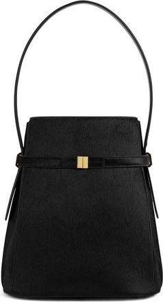 Toteme Belted Genuine Calf Hair Bucket Bag in Black at Nordstrom