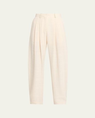Nanushka Seka Cotton Linen Tweed Tapered Tailoring Pants
