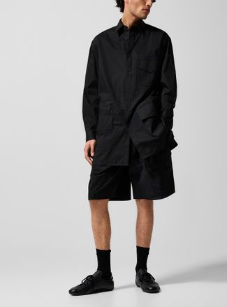 Yohji Yamamoto Mens Built-in belt fishnet leg Bermuda short