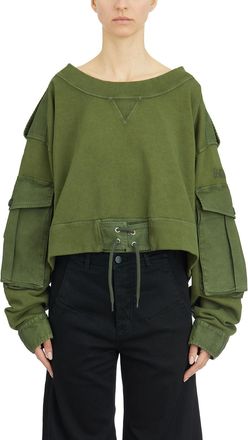 Dsquared2 Womens Multipockets Crewneck Sweatshirt - Khaki Cotton - Size Small