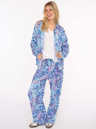 Zwillingsherz Shirtbluse ZWILLINGSHERZ Happy Paisley, Damen, Gr. L/XL (L/XL), blau (hellblau), Obermaterial: 100% Viskose, ohne Ausschnitt, gerader Abschluss, Bluse