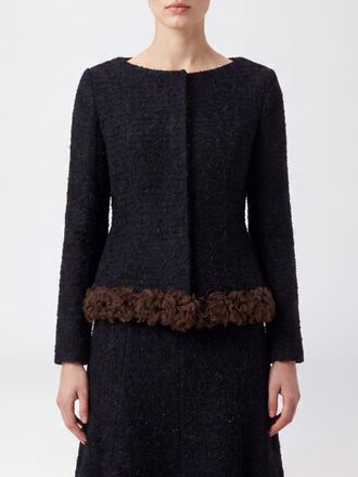 Simone Rocha Cropped Single-Breasted Wool-Blend Blazer with Concealed Closure