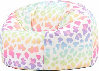 Icon Brand Puf infantil cl&aacute;sico para int/ext con estampado de leopardo arco&iacute;ris