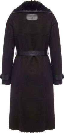 Patrizia Pepe Suede-Effect Fluffy Coat - Black