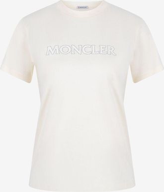 Moncler Kurzarm-T-Shirt mit Kristall-Logomotiv