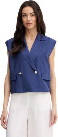 Fracomina Jassen, Dames, Blauw, XL, Linnen, Linnenmix Gilet