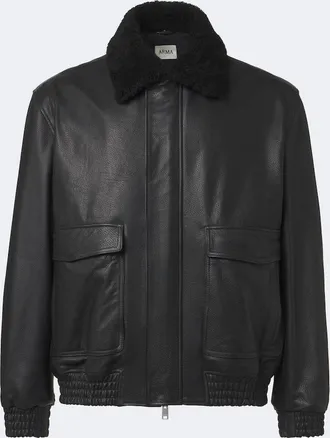 Arma Bari teddy-trimmed leather blouson jacket
