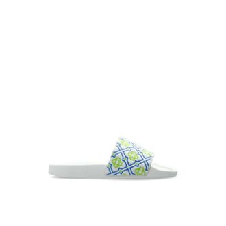 Casablanca Monogram Pool Slides - Dames - Sandalen - Wit - 39 EU - Leer - Schoenen