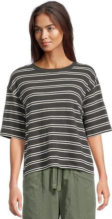 Faherty Sunwashed Slub Vintage T-Shirts Womens Clothing Phantom Highland Stripe : XL, Cotton
