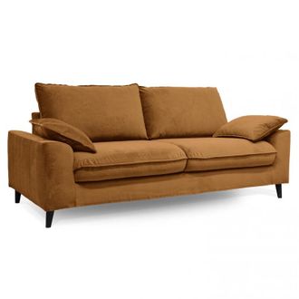 Oviala Oviala - Divano in velluto a tre posti color nocciola