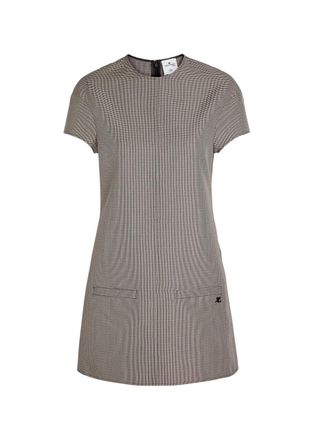 Courr&egrave;ges Heritage Houndstooth Wool-blend Mini Dress - Black - 34 (UK6 / XS)
