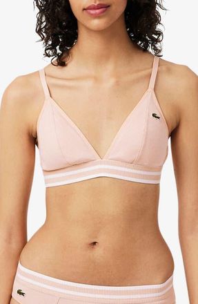 Lacoste Cotton Blend Rib Triangle Bralette in Bistre at Nordstrom, Size X-Small