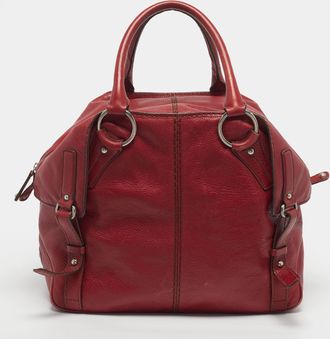 Tod's Tods Classic Red Leather Zip Tote