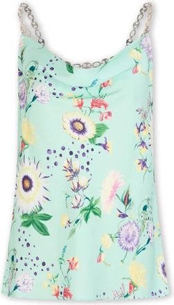 Paco Rabanne Satijnen top met bloemenprint en kettingdetails - Dames - Tops zonder mouwen - Veelkleurig - S - Satijn - Tops