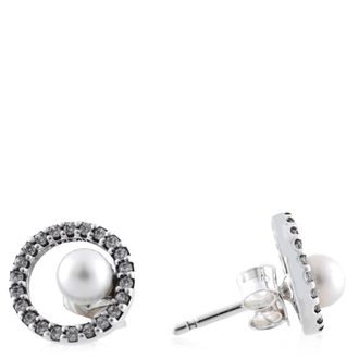 Pandora Treated Freshwater Cultured Pearl & Pave Halo Stud Earrings