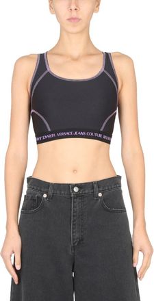 Versace Jeans Couture Black Logo Round Neck Top