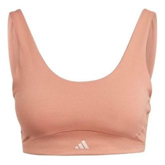 adidas (WMNS) adidas CoreFlow Luxe Studio Medium-Support Bra Asia Sizing Brown HR3035