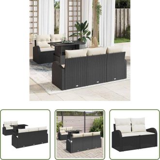 vidaXL vidaXL Divano esterno - Set Divano da Giardino 6 pcs Nero Rattan in Polipropilene