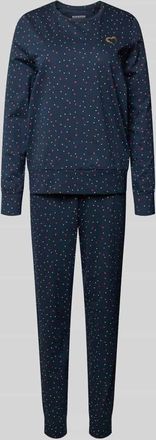Schiesser Pyjama im Allover-Look mit Rundhalsausschnitt in Marine, Größe 36