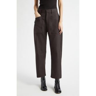 Nili Lotan Shon Wool Ankle Pants in Brown Herringbone at Nordstrom, Size 10