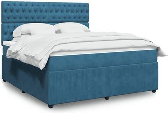 vidaXL Vidaxl - Cama Box Spring Con Colch&oacute;n Terciopelo Azul 180x200 Cm
