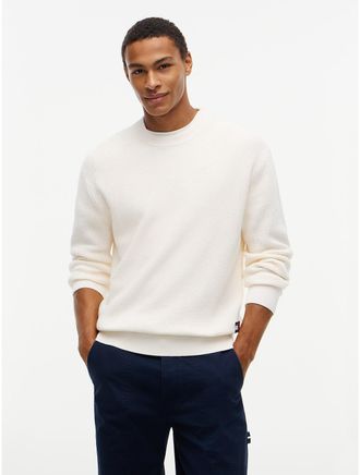 Tommy Hilfiger Mens Tommy Jeans Waffled Crewneck Sweater - Off White - XXL